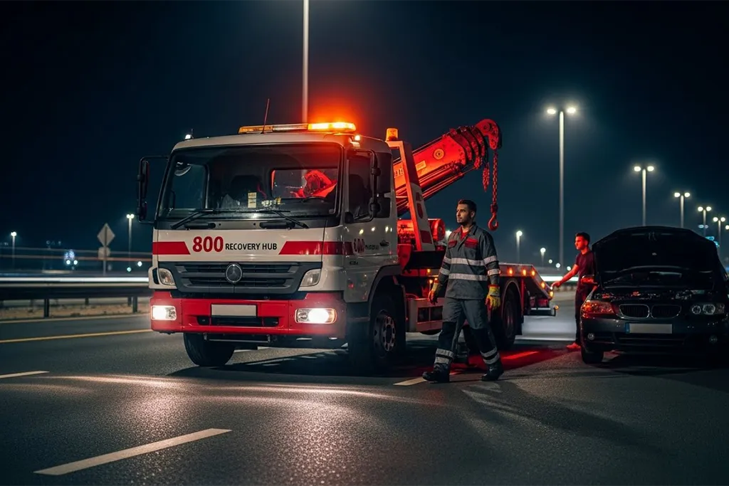 Technician arriving within 25–30 minutes to jump start a stalled vehicle on the roadside.