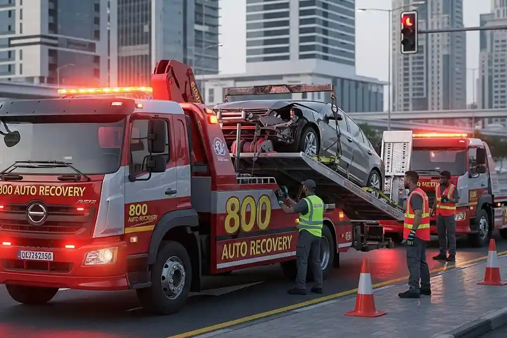 Breakdown recovery service after an accident, providing fast and safe vehicle towing and assistance