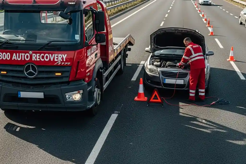 Car breakdown recovery service offering immediate assistance and safe towing for broken-down vehicles.