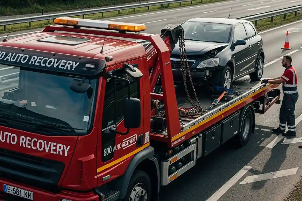 Car towing service providing safe and efficient transportation for vehicles in need of recovery.