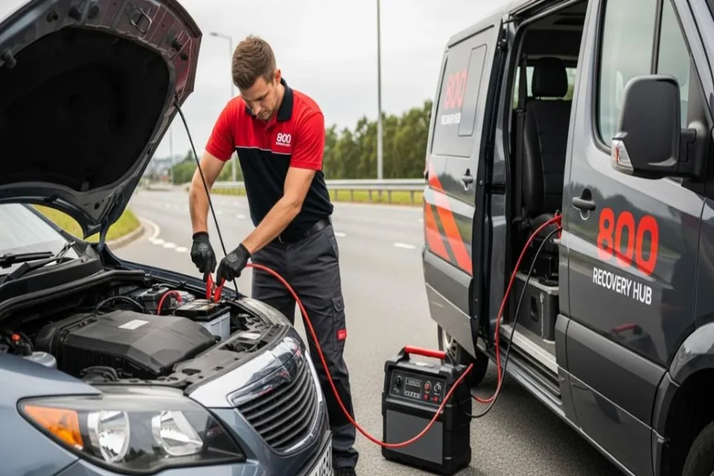 ump start service providing quick battery boost to get your car running again.